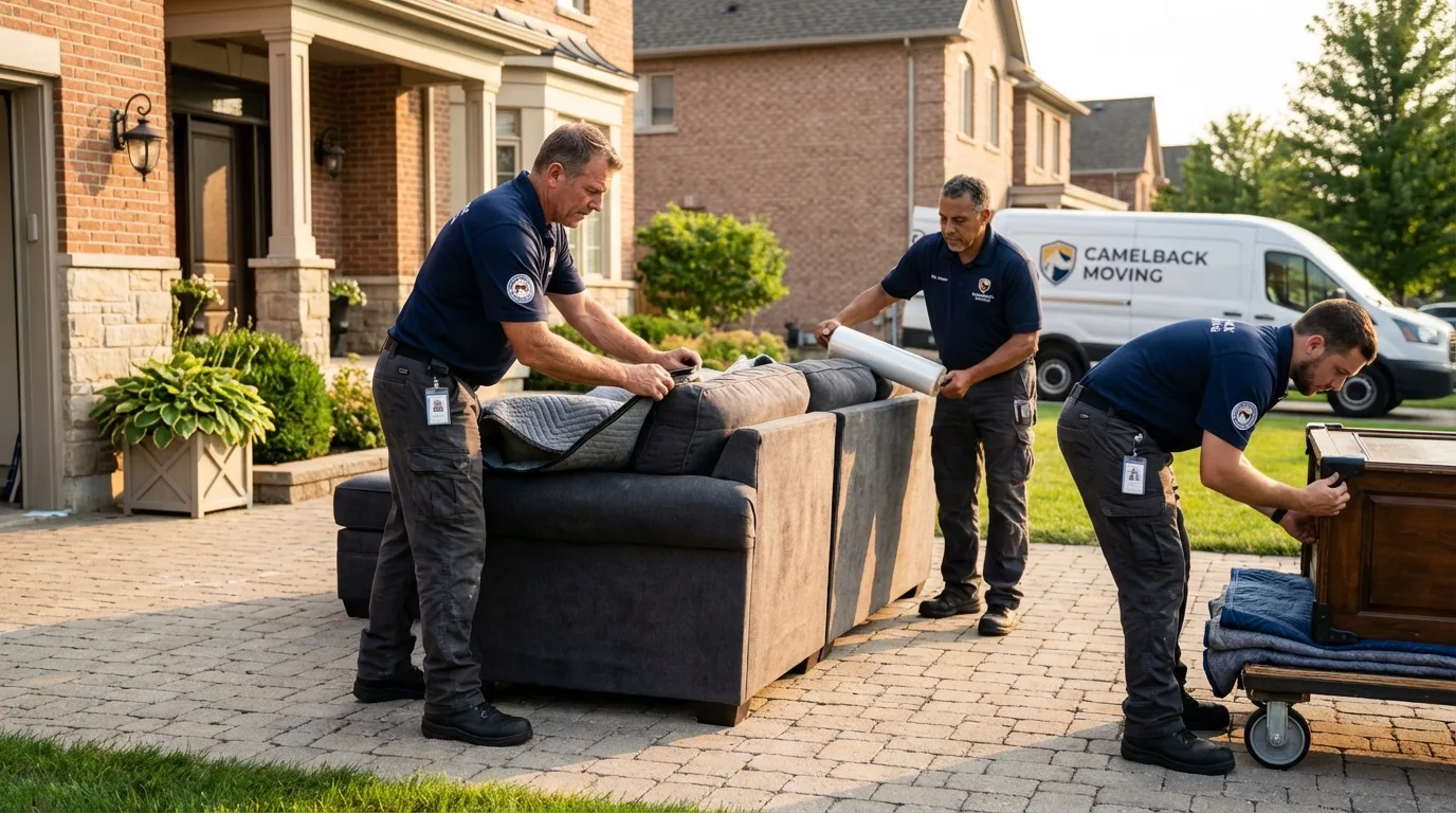 Large estate moving crew wrapping furniture in Hillsboro, KS