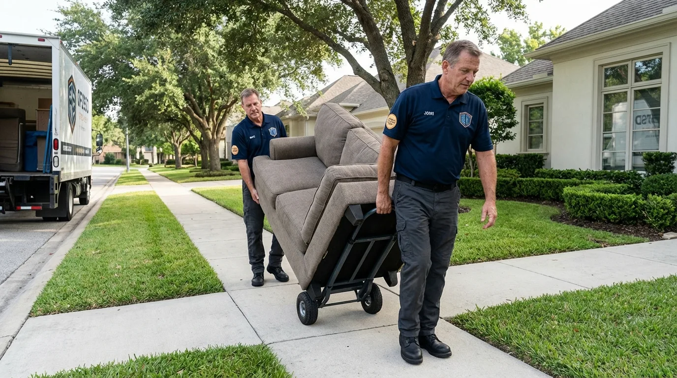 Local residential moving crew loading furniture in Hillsboro, KS